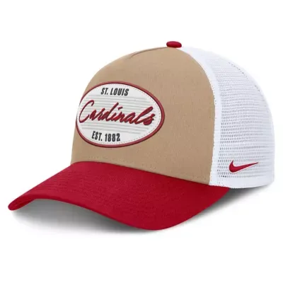 MLB Khaki/Red St. Louis Cardinals Rise A-Frame Trucker Adjustable Hat by Nike