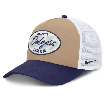 MLB Khaki/Royal Los Angeles Dodgers Rise A-Frame Trucker Adjustable Hat by Nike