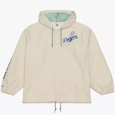 MLB Fernando Valenzuela Los Angeles Dodgers Full-Snap Yacht Rock Name & Number Hooded Coach's Jacket by Mitchell & Ness