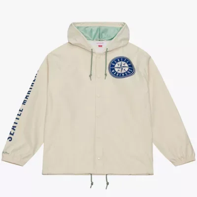 MLB Ichiro Suzuki Seattle Mariners Full-Snap Yacht Rock Name & Number Hooded Coach's Jacket by Mitchell & Ness
