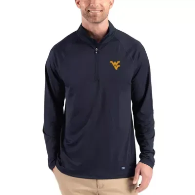 NCAA West Virginia Mountaineers Prospect Recycled Featherlight Stretch Quarter-Zip Top by Cutter & Buck