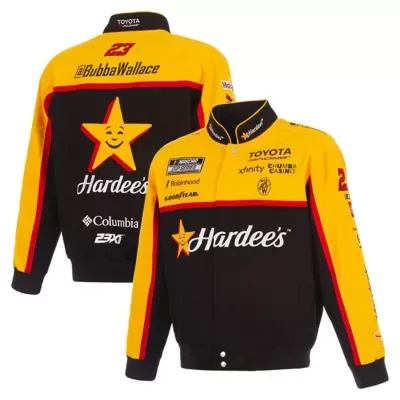 Nascar Bubba Wallace 2026 Hardees Full-Snap Twill Racing Jacket by JH Design