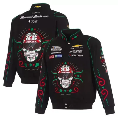 Nascar Daniel Suarez 2026 Sugar Skull Full-Snap Twill Racing Jacket by JH Design