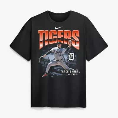 MLB Tarik Skubal Detroit Tigers Enlarged Player Graphic Max90 Heavyweight T-Shirt by Nike