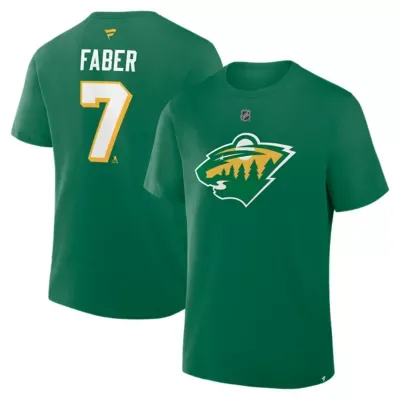 NHL Brock Faber Minnesota Wild Authentic Stack Name & Number T-Shirt by Fanatics