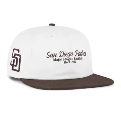 MLB White/Brown San Diego Padres Script Stack Relaxed Captain Snapback by 47