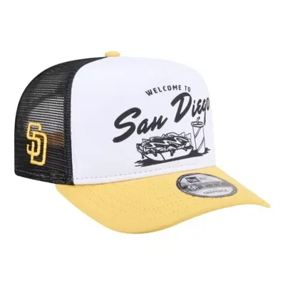 MLB White/Gold San Diego Padres Foodie A-Frame 9FIFTY Trucker Snapback Hat