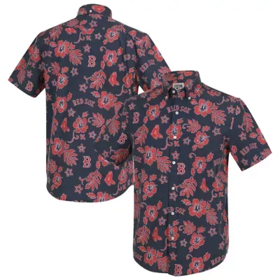 Boston Red Sox MLB Boston Sox Cooperstown Kekai Performance Button-Down Tri-Blend Top by Reyn Spooner