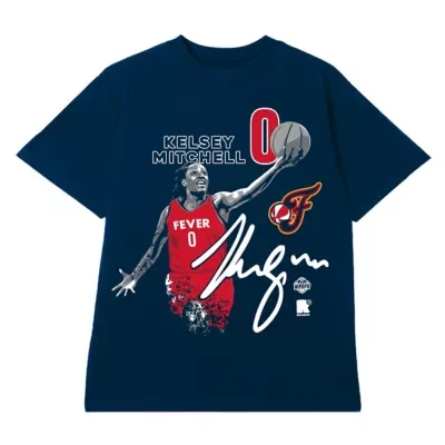 WNBA Kelsey Mitchell Indiana Fever Player Graphic T-Shirt by Round21