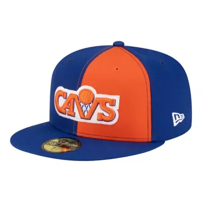 NBA Orange/Blue Cleveland Cavaliers 80s Throwback Pinwheel 59FIFTY Fitted Hat by New Era