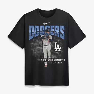 MLB Yoshinobu Yamamoto Los Angeles Dodgers Enlarged Player Graphic Max90 Heavyweight T-Shirt by Nike