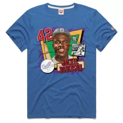 MLB Jackie Robinson Los Angeles Dodgers Topps 75 Remix Graphic T-Shirt by Homage
