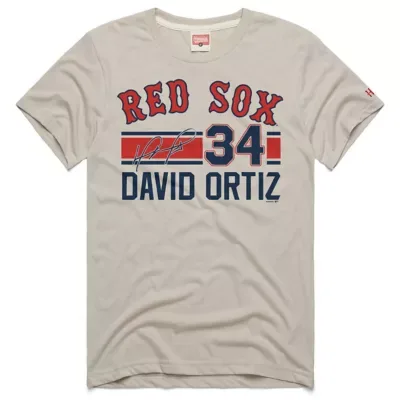 Boston Red Sox MLB David Ortiz Boston Sox Signature Name & Number Tri-Blend T-Shirt by Homage