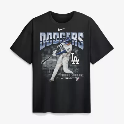 MLB Shohei Ohtani Los Angeles Dodgers Enlarged Player Graphic Max90 Heavyweight T-Shirt by Nike