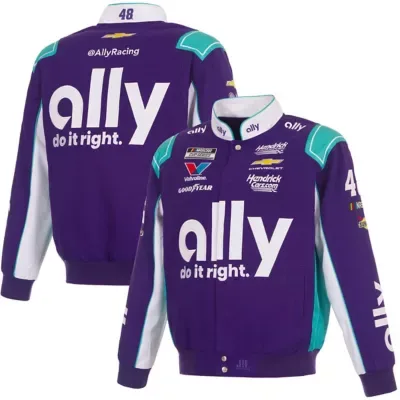 Nascar Alex Bowman 2026 Ally Full-Snap Twill Racing Jacket by JH Design
