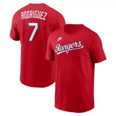 MLB Ivan Rodriguez Texas Rangers Cooperstown Collection Name & Number T-Shirt by Nike