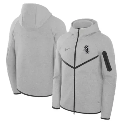 Chicago White Sox MLB Nike Heather Chicago Sox Tech Fleece Raglan Full-Zip Windrunner Hoodie by Nike