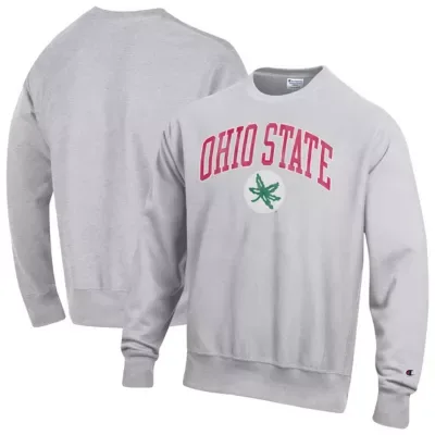 NCAA Ohio State Buckeyes Distressed Arch Over Logo Reverse Weave Crew Neck Sweatshirt by Champion