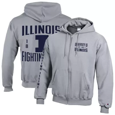 NCAA Illinois Fighting Illini Varsity Powerblend Full-Zip Fleece Hoodie by Champion