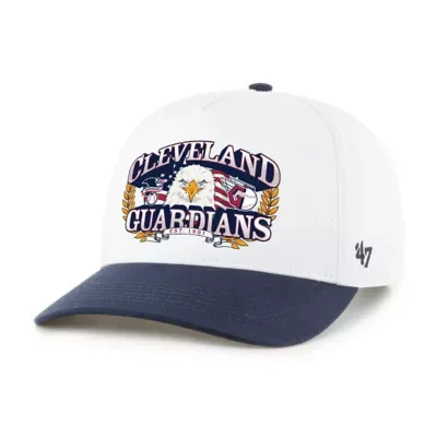 MLB White/Navy Cleveland Guardians Americana Eagle Hitch Adjustable Hat by 47