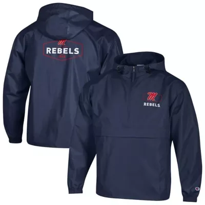 NCAA Ole Miss Rebels Delay Packable Half-Zip Jacket by Champion