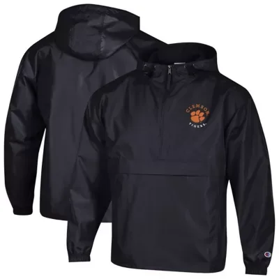 NCAA Clemson Tigers Packable Hooded Windbreaker Half-Zip Jacket by Champion