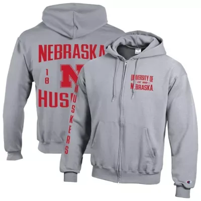 NCAA Nebraska Huskers Varsity Powerblend Full-Zip Fleece Hoodie by Champion