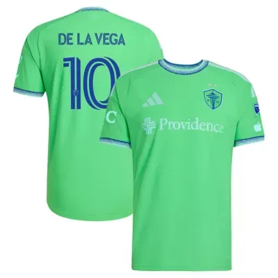 MLS Pedro De La Vega Rave Seattle Sounders FC 2026 the Evergreen State Kit On-Field Authentic Patch Jersey by adidas