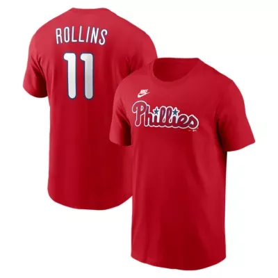MLB Jimmy Rollins Philadelphia Phillies Cooperstown Collection Name & Number T-Shirt by Nike