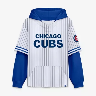 MLB Chicago Cubs Relaxed Fit Layered Pinstripe Hoodie by Fanatics