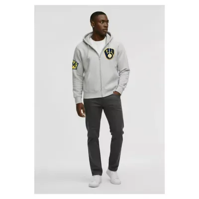 MLB Milwaukee Brewers Reverse Weave Chenille Full-Zip Hoodie by Champion