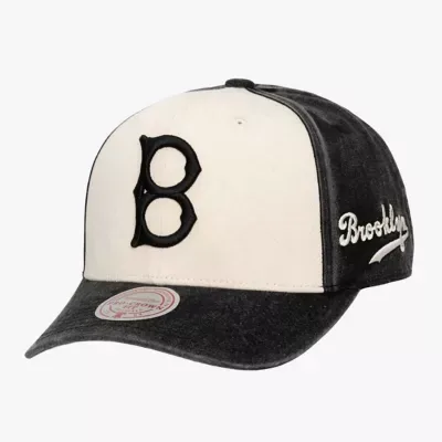 Cooperstown Teams Cream/Black Brooklyn Dodgers Snow Block Pro Crown Adjustable Hat by Mitchell & Ness