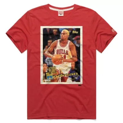 Homage NBA Dennis Rodman Chicago Bulls Topps Trading Card Player Tri-Blend T-Shirt by Homage