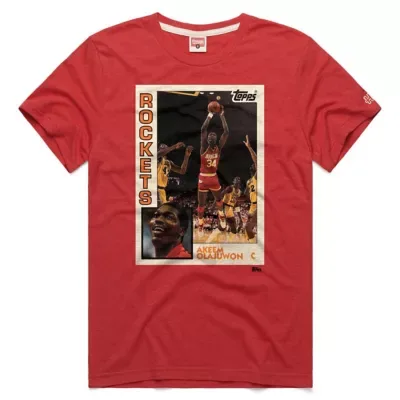 NBA Hakeem Olajuwon Houston Rockets Topps Trading Card Player Tri-Blend T-Shirt by Homage
