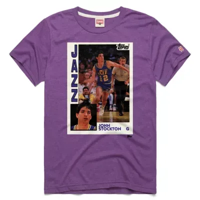 Homage NBA John Stockton Utah Jazz Topps Trading Card Player Tri-Blend T-Shirt by Homage
