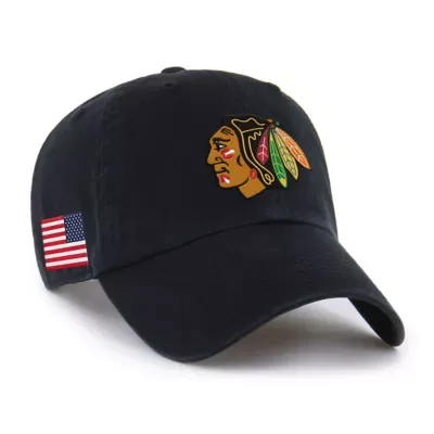 NHL Chicago Blackhawks Flag Clean Up Adjustable Hat by 47