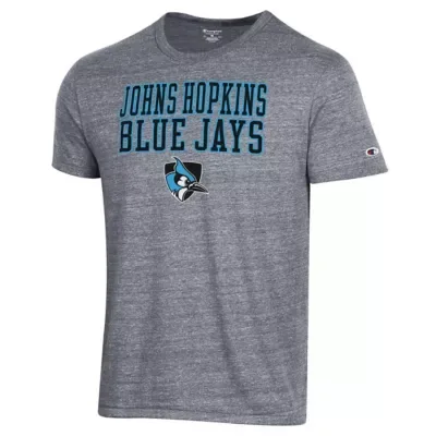 Johns Hopkins Blue Jays NCAA Johns Hopkins Jays Stacked Ultimate Tri-Blend T-Shirt by Champion
