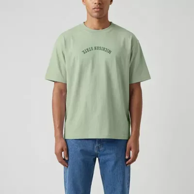 NCAA Michigan State Spartans Upside Down Embroidered Vintage Heavyweight T-Shirt by Uscape Apparel