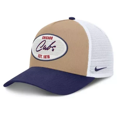 MLB Khaki/Royal Chicago Cubs Rise A-Frame Trucker Adjustable Hat by Nike