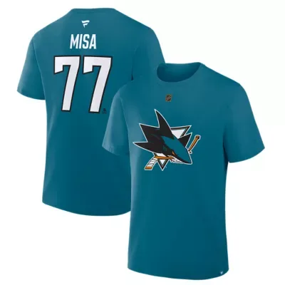 NHL Michael Misa San Jose Sharks Authentic Stack Name & Number T-Shirt by Fanatics