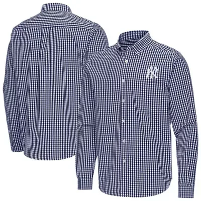MLB New York Yankees Ellis Woven Tri-Blend Button-Down Shirt by Antigua