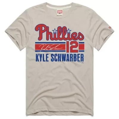 MLB Kyle Schwarber Philadelphia Phillies Signature Name & Number Tri-Blend T-Shirt by Homage