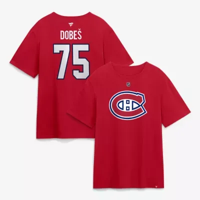 NHL Jakub Dobes Montreal Canadiens Authentic Stack Name & Number T-Shirt by Fanatics