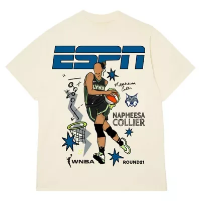 WNBA Napheesa Collier Minnesota Lynx ESPN Player Graphic T-Shirt by Round21