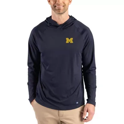 NCAA Michigan Wolverines Prospect Recycled Featherlight Stretch Hoodie by Cutter & Buck