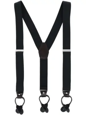 1.375 Inch Wide Solid Color Y-Back Button-End Suspenders by Ctm