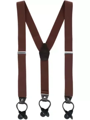 1.375 Inch Wide Solid Color Y-Back Button-End Suspenders