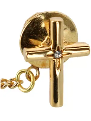 Elegant Cross Tie Tack with Crystal Center for Formal Wear by Ascentix