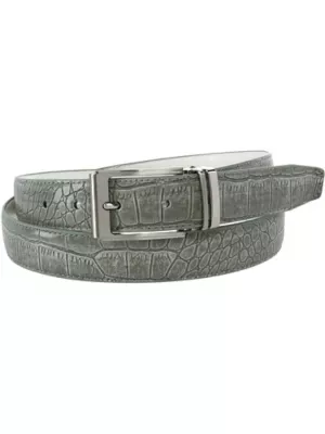 Leather Croc Print Dress Belt with Clamp on Buckle by Ctm