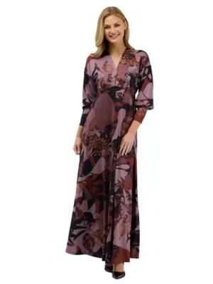 Elevate V-Neck Three-Quarter Sleeve Floral Maxi Dress by 24seven Comfort Apparel